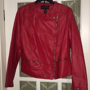 Metaphor Red Faux Leather Moto Jacket